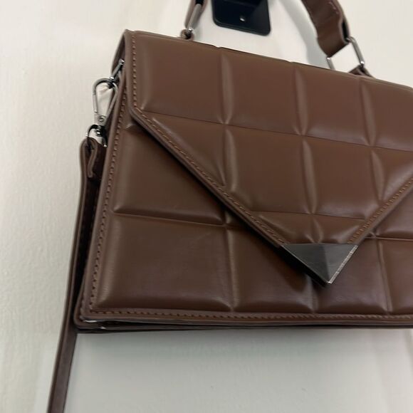 Fashion Rhombus brown‎ quilted crossbody shoulder bag - Picture 6 of 16